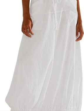 Women Baggy Parachute Skirt Comfy Casual Cotton Y2k Cargo Maxi Long Skirt Sz XS